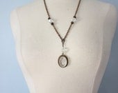 1930's brass necklace/ 30's cameo necklace/ Brass cameo necklace
