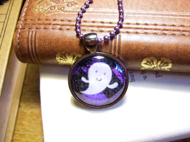 Necklace - "BOO" - Cute Little Ghost Pendant, Necklace, Charm - Spooky Cute, Halloween 24/7