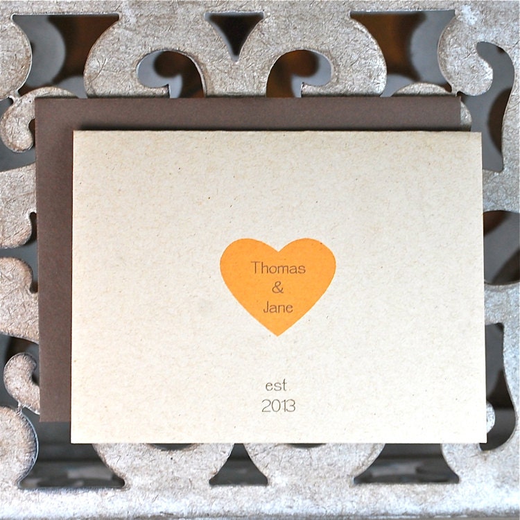 Wedding Thank You Cards / Thank You Cards / Wedding Thank You Card Set - One Heart