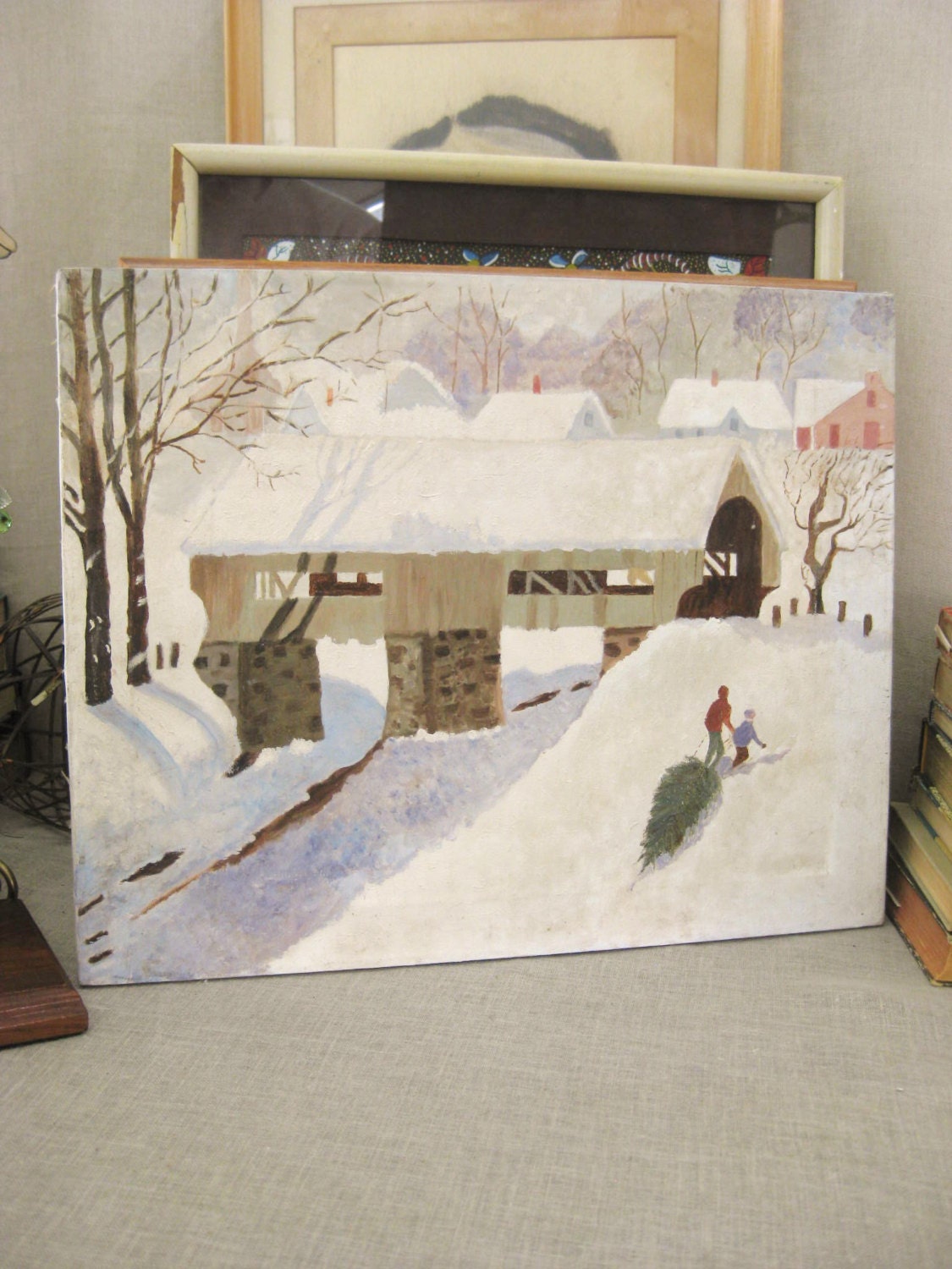40% OFF Entire Shop - Vintage Winter Landscape Painting - Vintage Art Gallery