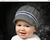 Sale Infant, Toddler, Boys Visor Beanie - Grey, gray, navy blue, and white - MADE TO ORDER
