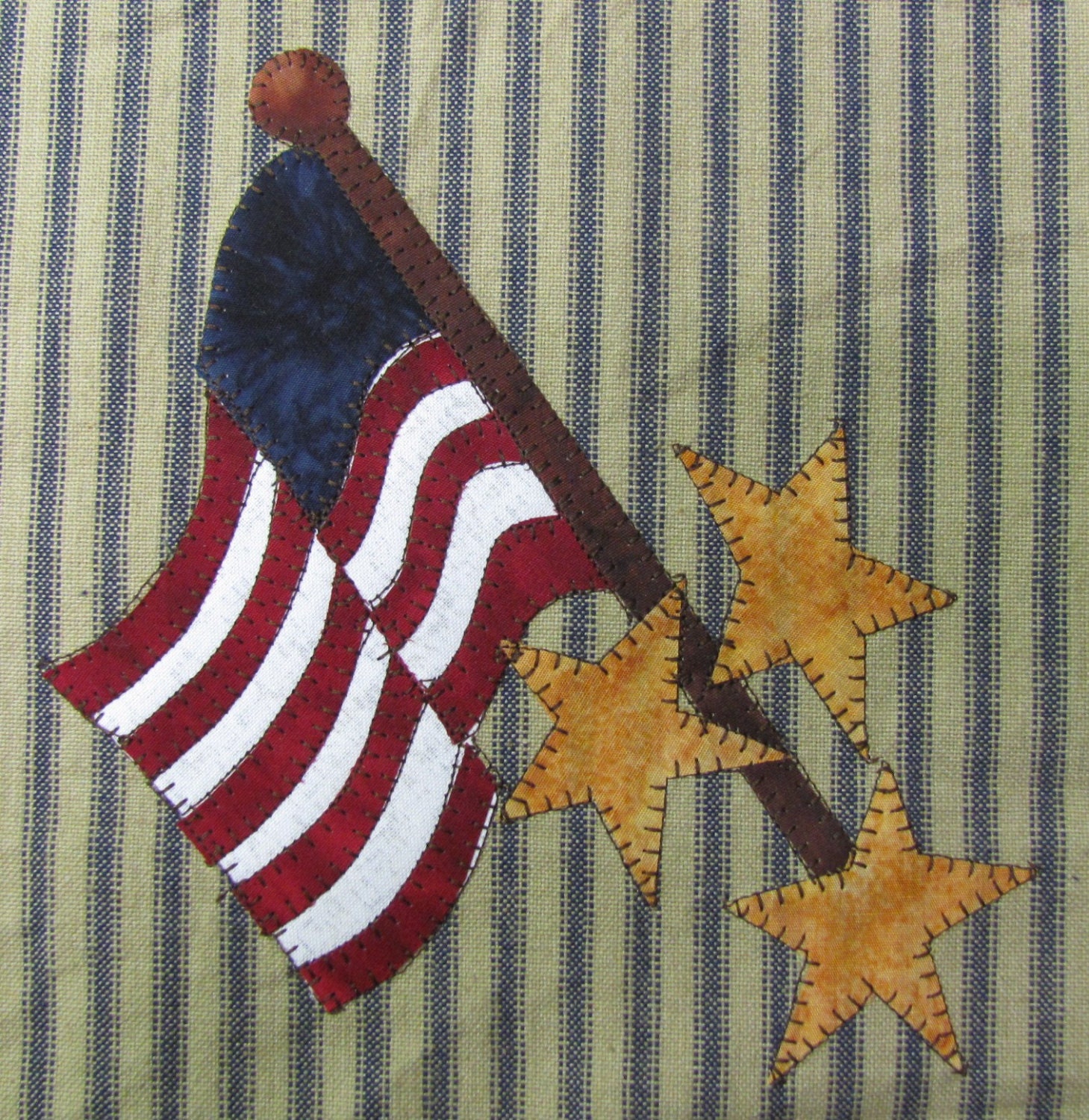 Flag That I Love Applique  PDF Pattern for Tea Towel