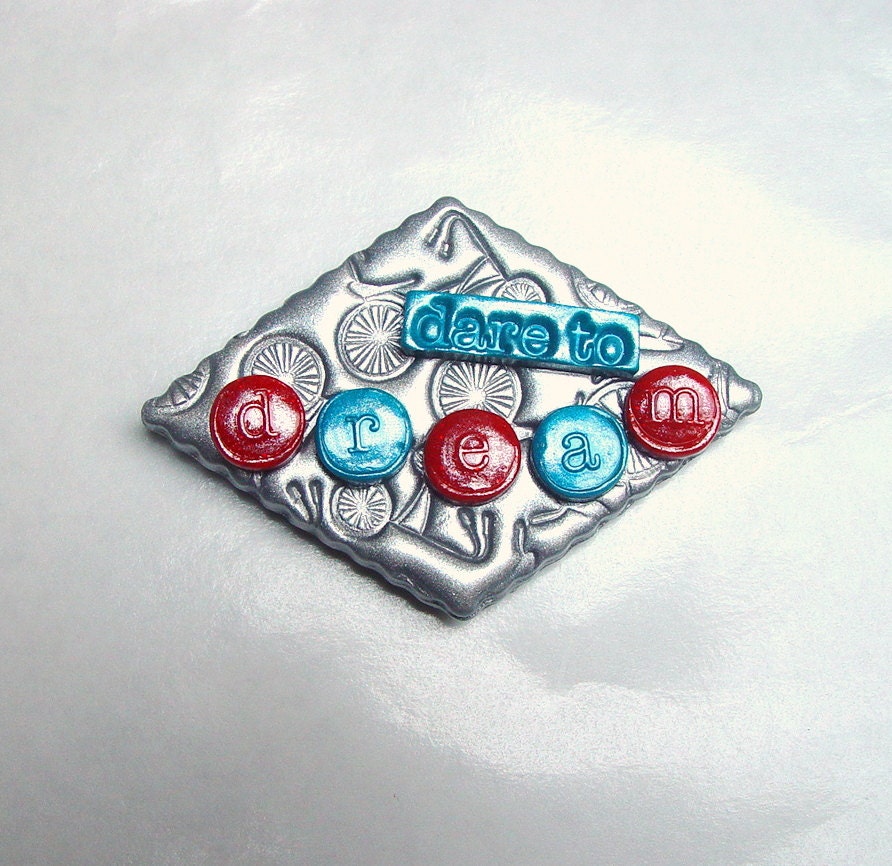 Dare to Dream-Retro Vintage Style Bicycle Magnet-Polymer Clay Magnet Art
