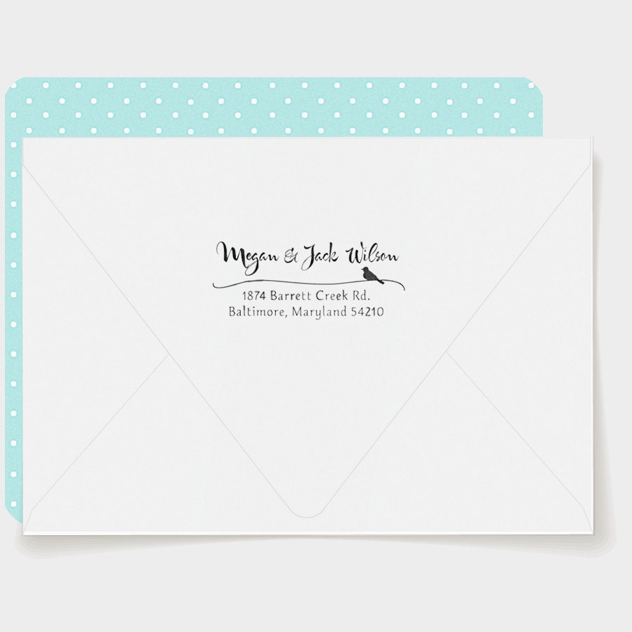 Custom Stamp -  Self Inking Address Stamp - Calligraphy Bird