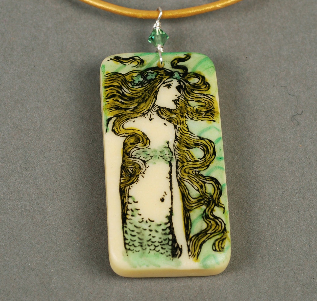 Green Mermaid Domino Necklace