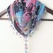 Plum-Aqua Blue-Dark Purple-Pink mixed colorful, Turkish Oya Scarf,authentic, romantic, elegant, fashion,weddings,bridal,vintage,rustic