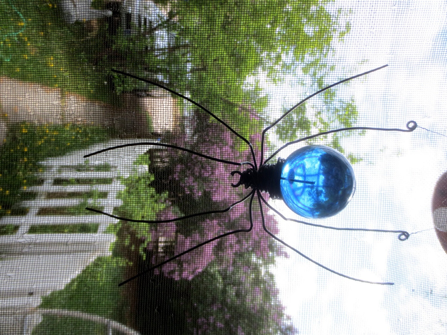 Beautiful Blue Sun Catcher Window Spider Hanging Art, Made to Order