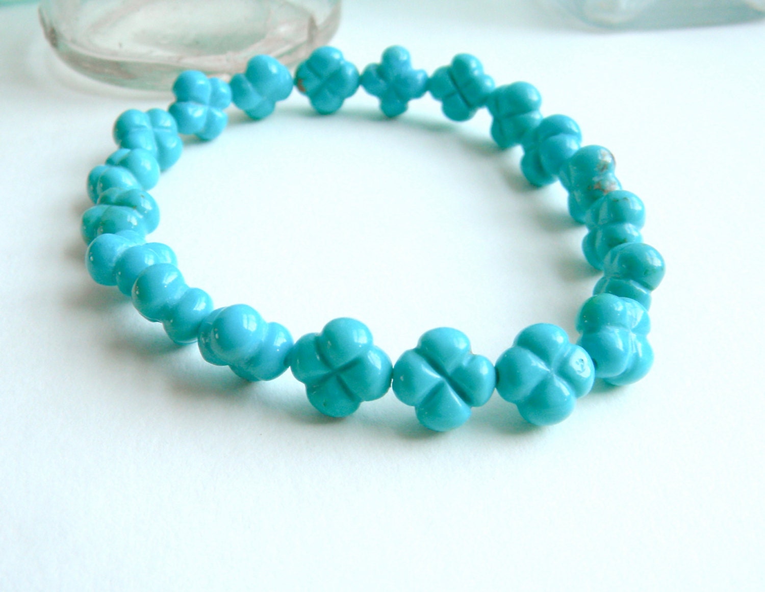Turquoise Clover Stretch Bracelet