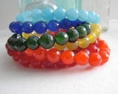 PICK THREE Rainbow Stretch Bracelets.  Candy Jade.