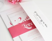 Pink Wedding Invitation - Delightful Script Design - Simple, Pink, Cute Wedding Invitation with Belly Band - Sample Set