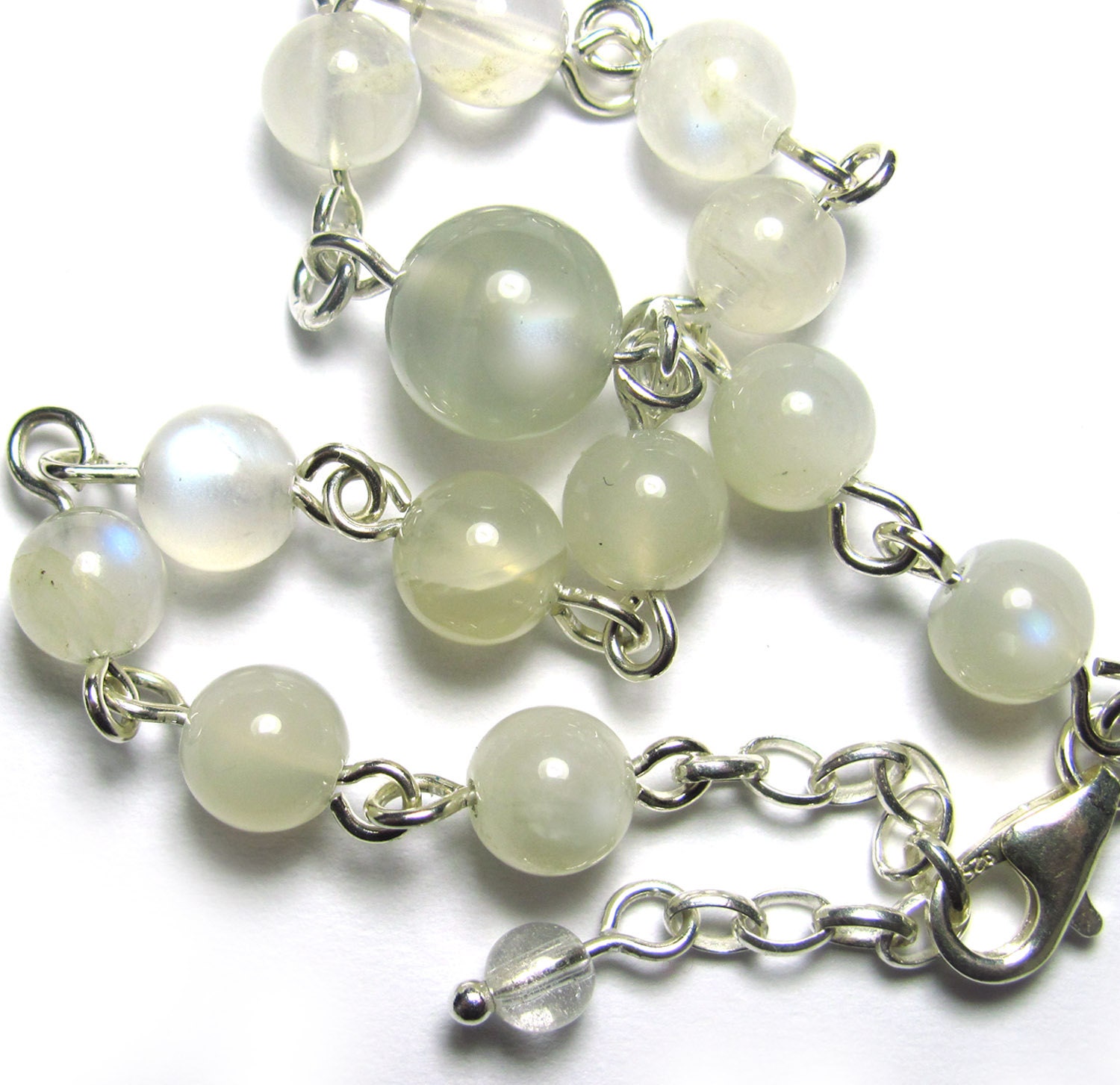 Moonstone Meditation  Bracelet, Chakra Bracelet, Yoga Jewelry in Gemstones and Sterling Silver