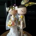 Wedding Cake Topper with Custom Wedding Dress and Butterfly Background - Custom Keepsake by MilkTea