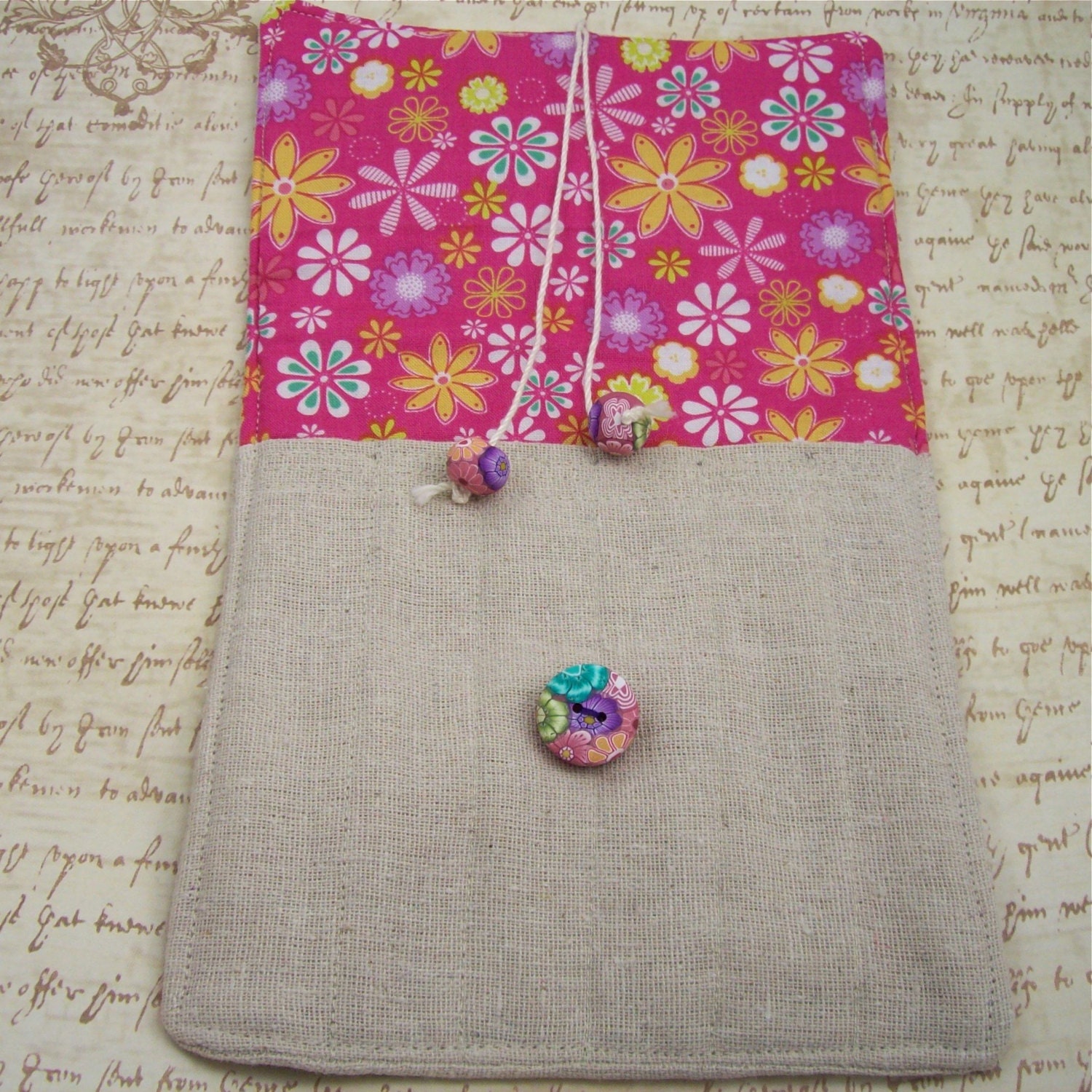 Crochet Hook Case for 6 crochet hooks with Polymer Clay Embellishments