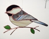 Chickadee - Large Stained Glass Bird Suncatcher 1