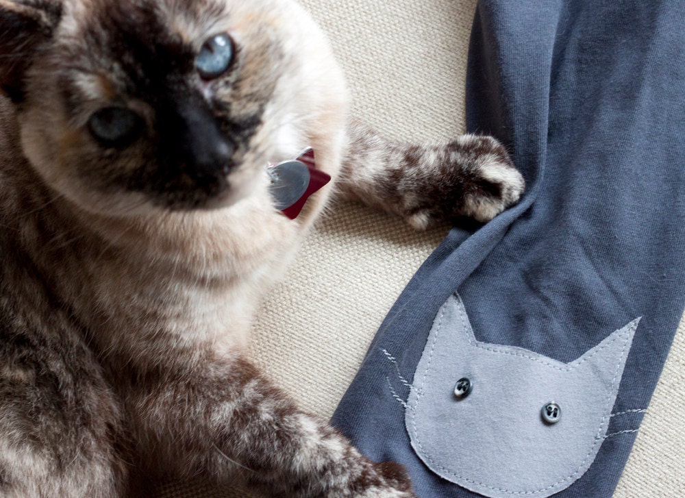 Cat Elbow Patch - Upgrade for boyfriend sweater, grey cardigan for women
