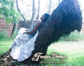 LONG HEMP SKIRT -  Wrap around Ruffle - Hippie Boho Eco Organic Woodland Wedding Bride - Off white Cream with lace border