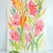 Tropical Garden Original Watercolor Flowers, 12x18