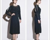 Vintage 1930s Cut Out Battenburg Silk Dress