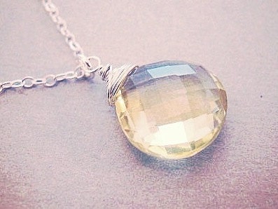 Lemon Quartz Necklace, Sterling Silver Necklace