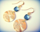 Black Diamond and Gold Disc Dangle Earrings