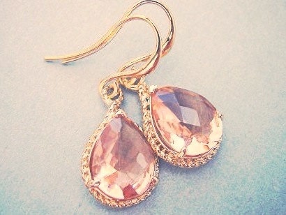 Rosaline, Peach, Champagne Earrings, mother's day jewelry, Bridesmaids Jewelry, Bridal Jewelry