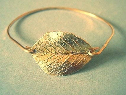 Gold Leaf Bangle, Gold Bangle, Gold Bracelet, Valentines Gift
