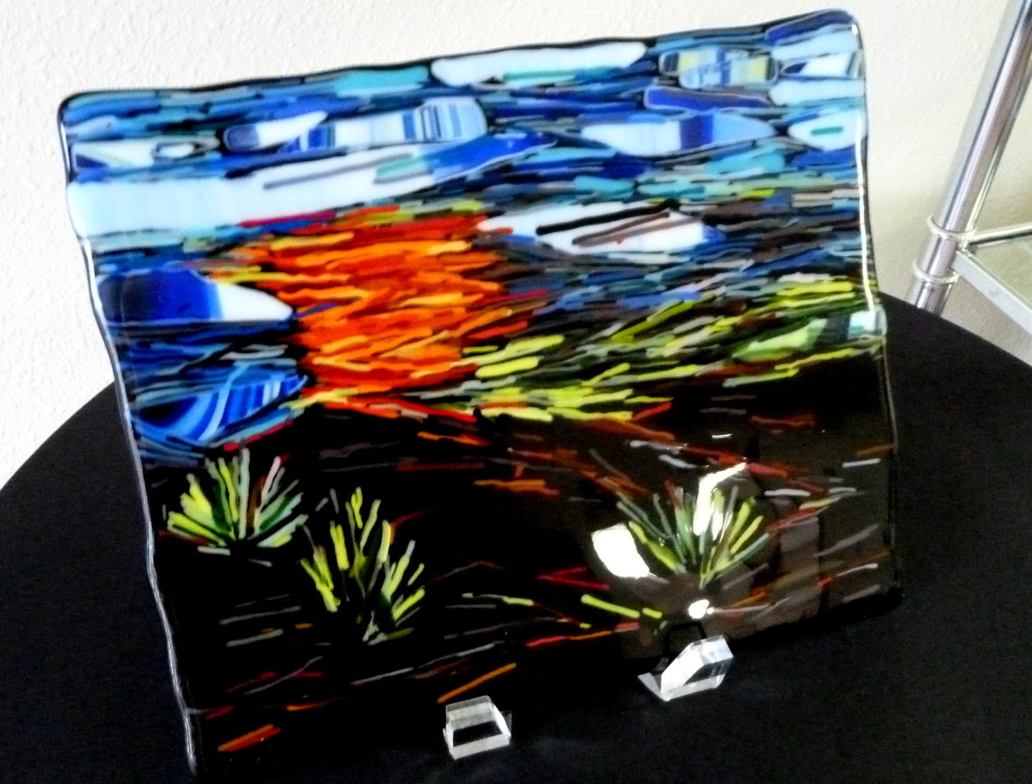 Vegas Desert at Twilight Fused Glass Plate