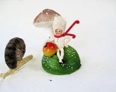 Ooak Spun Cotton Wee Woodlander with Mushroom