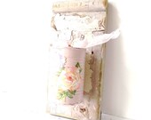 Country Cottage Vase Wood Wall decor. Shabby Pink Tin Can Flower Vase. Rustic Cottage Chic .