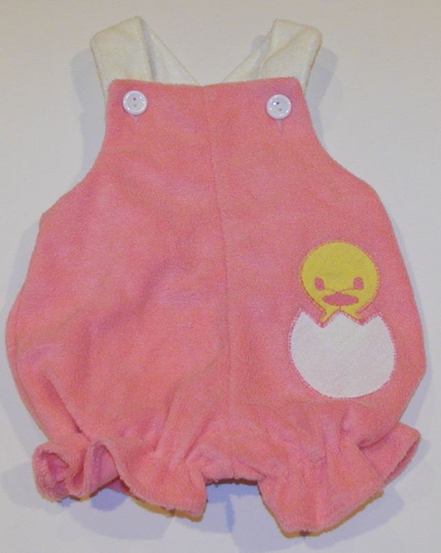VINTAGE Health Tex Pink Terry Cloth Baby Romper Sun Suit - Size 3 mo
