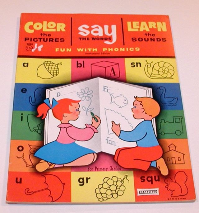 Vintage 1961 Coloring Book  - Fun With Phonics - Unused