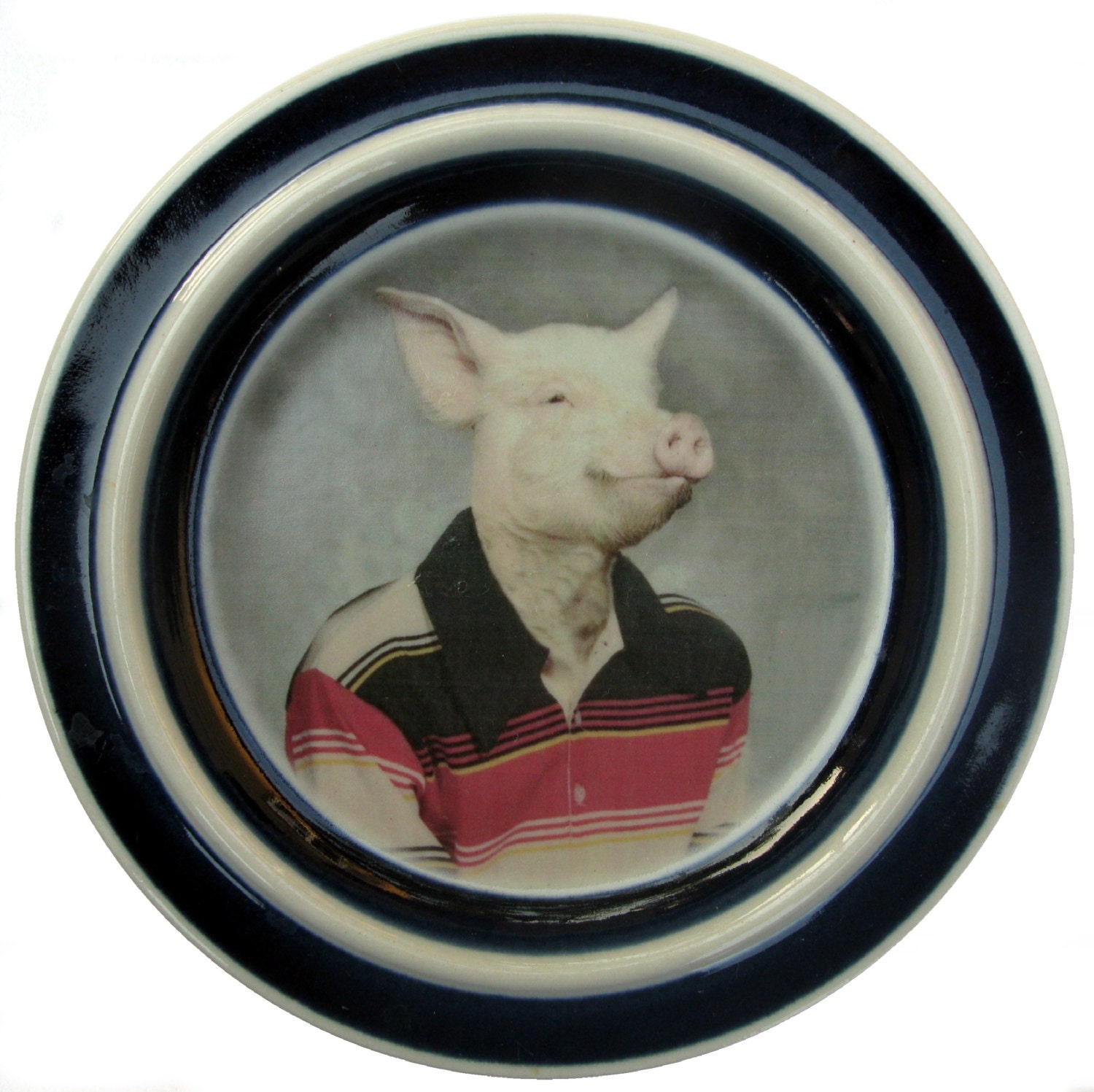 Pete, School Portrait - Altered Vintage plate 6.5"