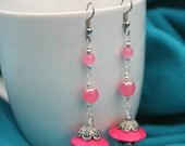 Flying Saucer Earrings Long Pink