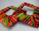 African Kente Cloth Square Earrings-Ready to Ship