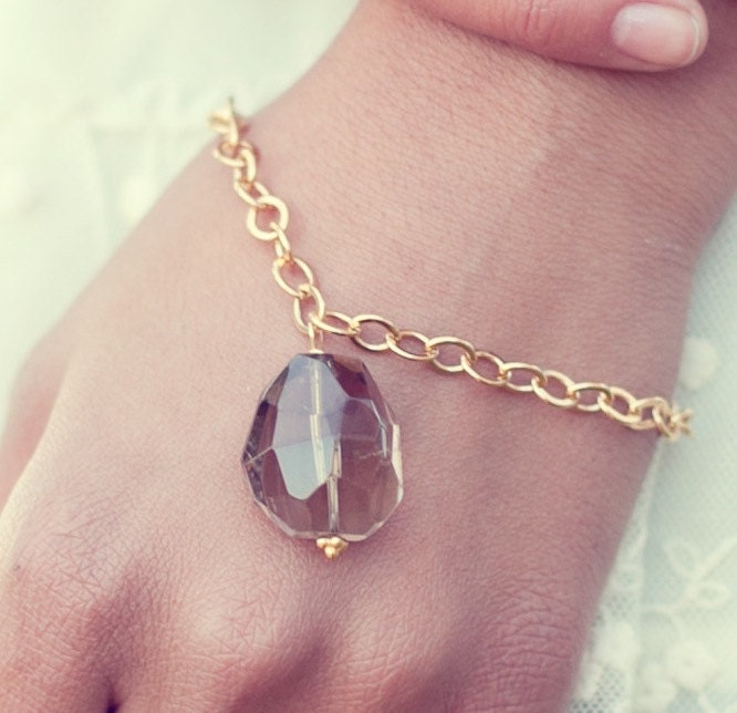 Smoky Quartz Gold Bracelet