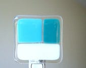 Geometric Night Light Blue Green Fused Glass Nightlight Handmade OOAK