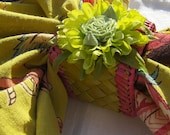 Lime Green Floral Napkin Rings Spring Summer Flower
