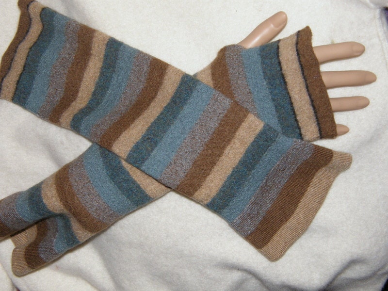 Earth Tone long arm warmer Merino Wool upcycled Merino Wool Sweater Fingerless Mittens Wrist Warmers armwarmers For Women