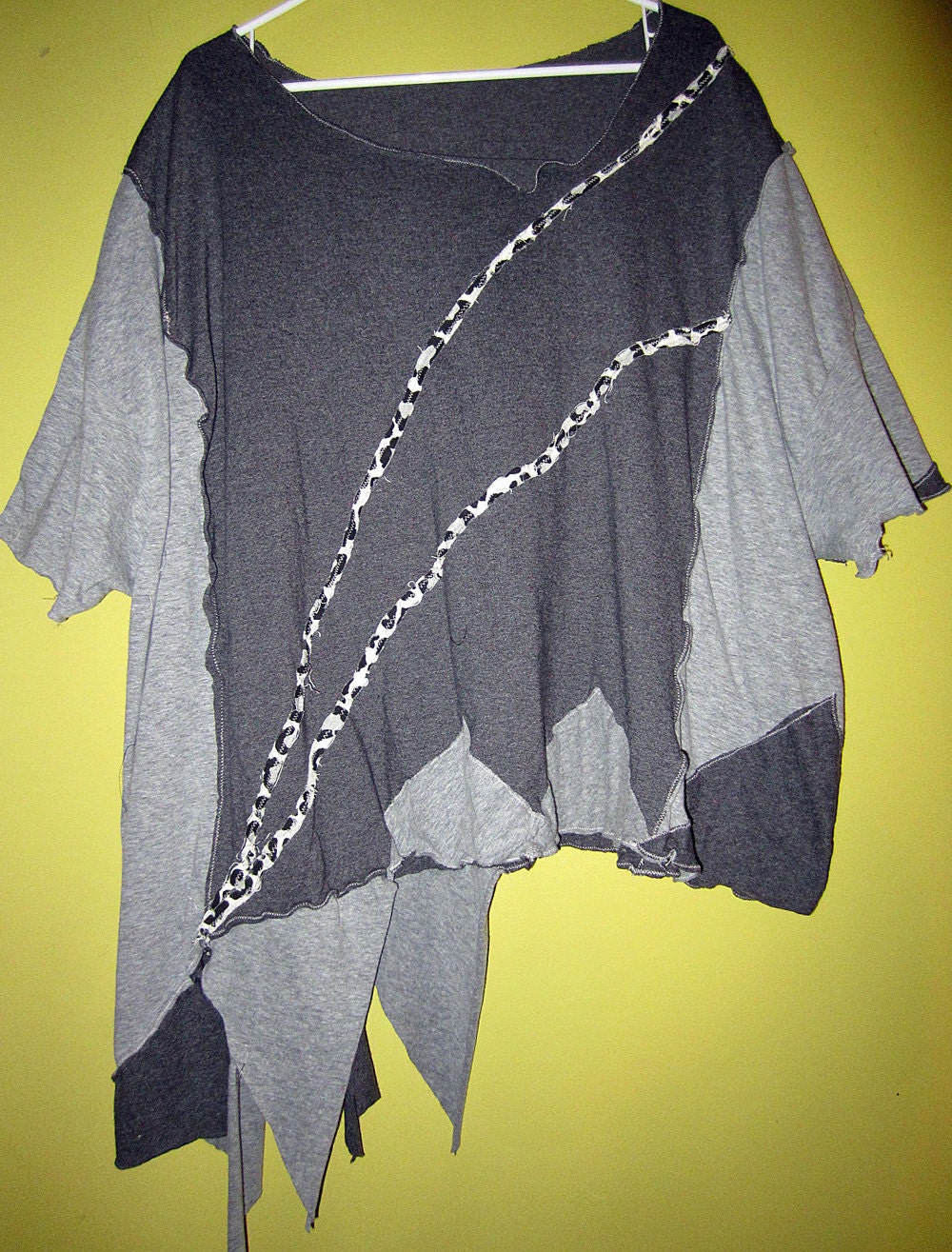 Two Shades of Gray grey upcycled cotton top fits sizes thru 5x
