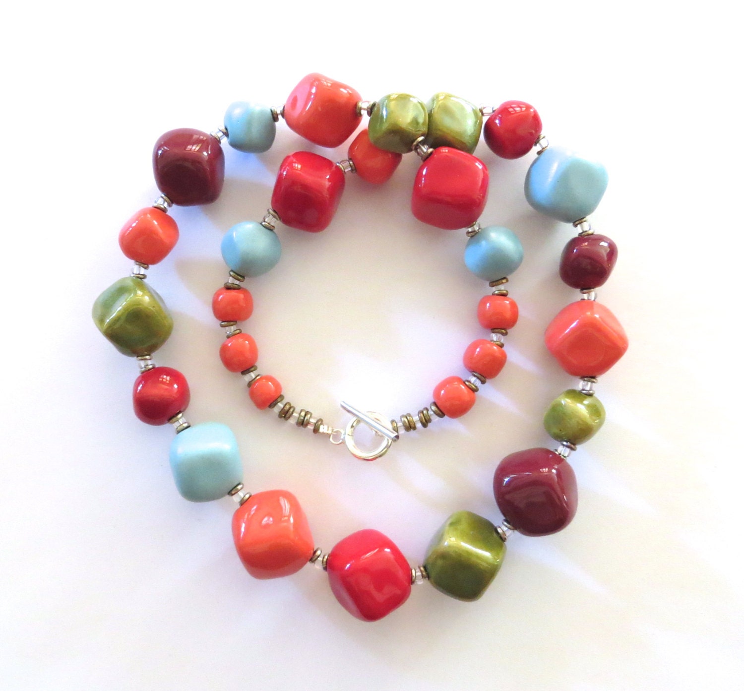 Beaded Necklace, Statement Necklace, Kazuri Bead Necklace, Fair Trade