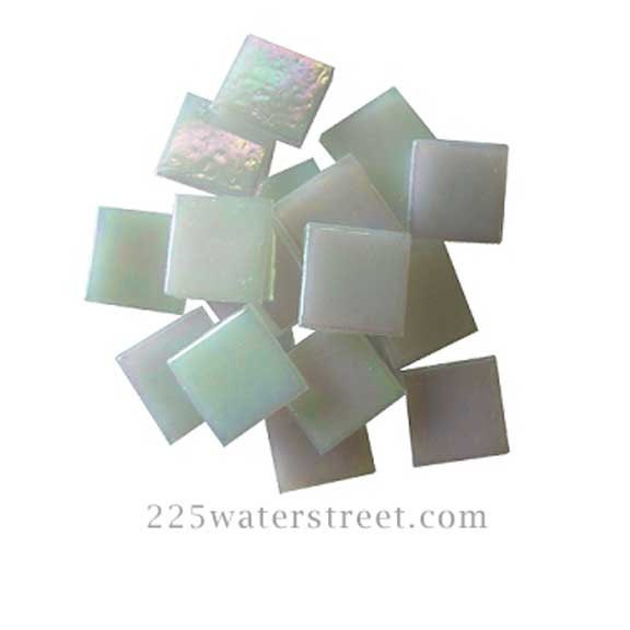 50 Iridescent Pearlie White Stained Glass Tiles for Mosaic Tile