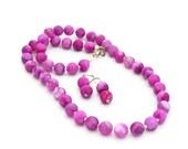 Pink Crazy Lace Agate Necklace and Earrings Jewelry Set
