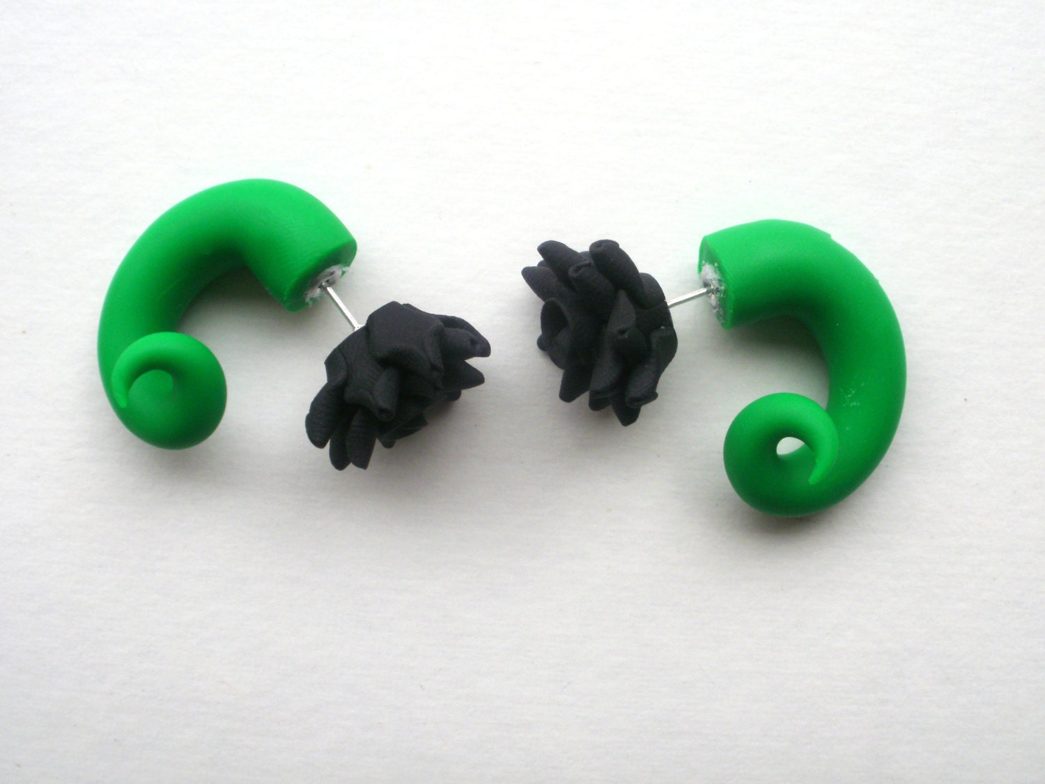 Black Rose of Death-- Fake Gauged -Flower -Romantic - Earring -Jewelry