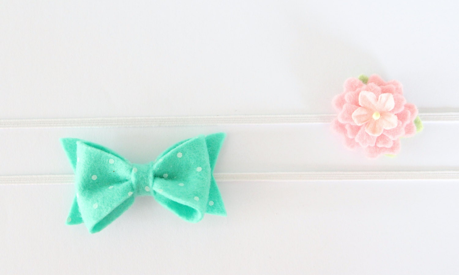 newborn baby headband set, mint and pink