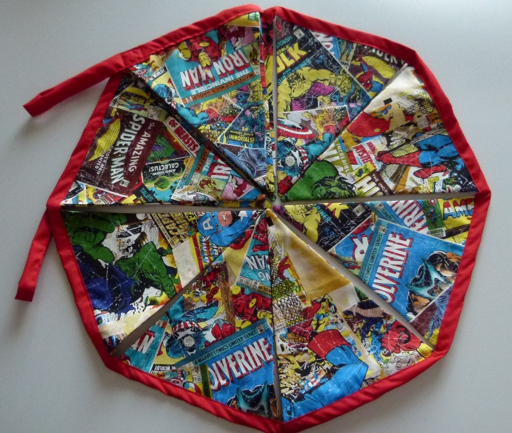 Reusable Fabric Bunting / Flags / Pennants Superheros comic book captian america iron man hulk avengers