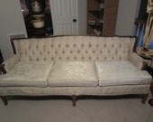 Victorian French Shabby Chic Cottage Antique Vintage Cream Sofa Couch