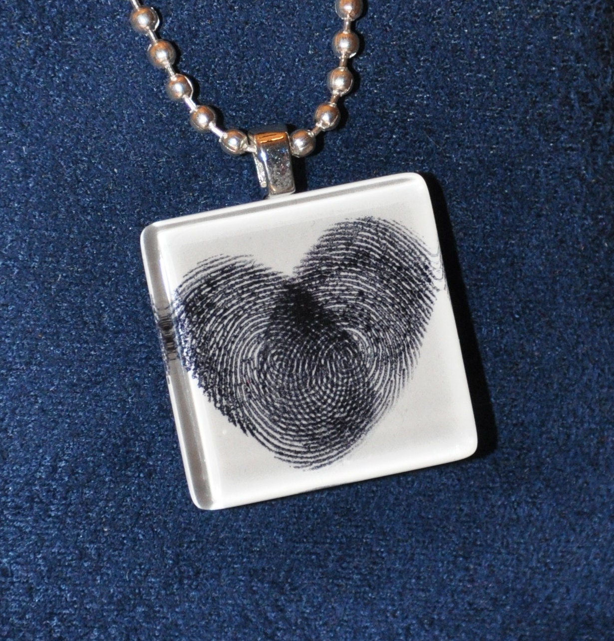 Heartprints Necklace OOAK- Custom Fingerprint Heart Handmade Pendant on Necklace