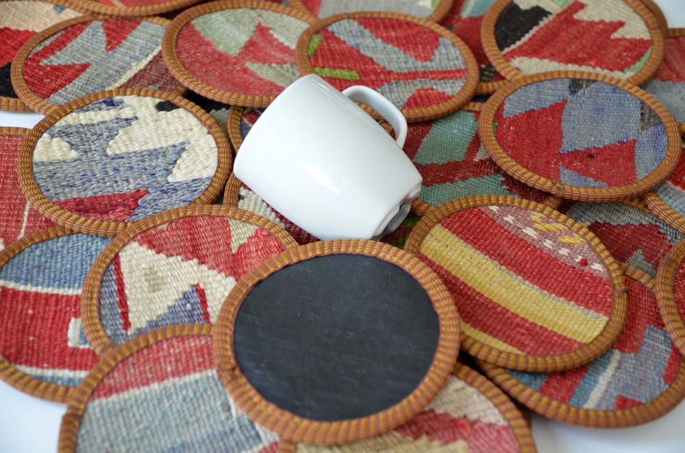 Sukan / Hand Woven - Turkish Antique Kilim Cups Coasters - Cup Coasters - Cup Coaster - Coaster - 1 pcs