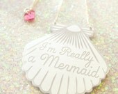 Mermaid Jewelry // A Mermaid gave me this Blue Shell Necklace (Silver chain) //  mermaid necklace