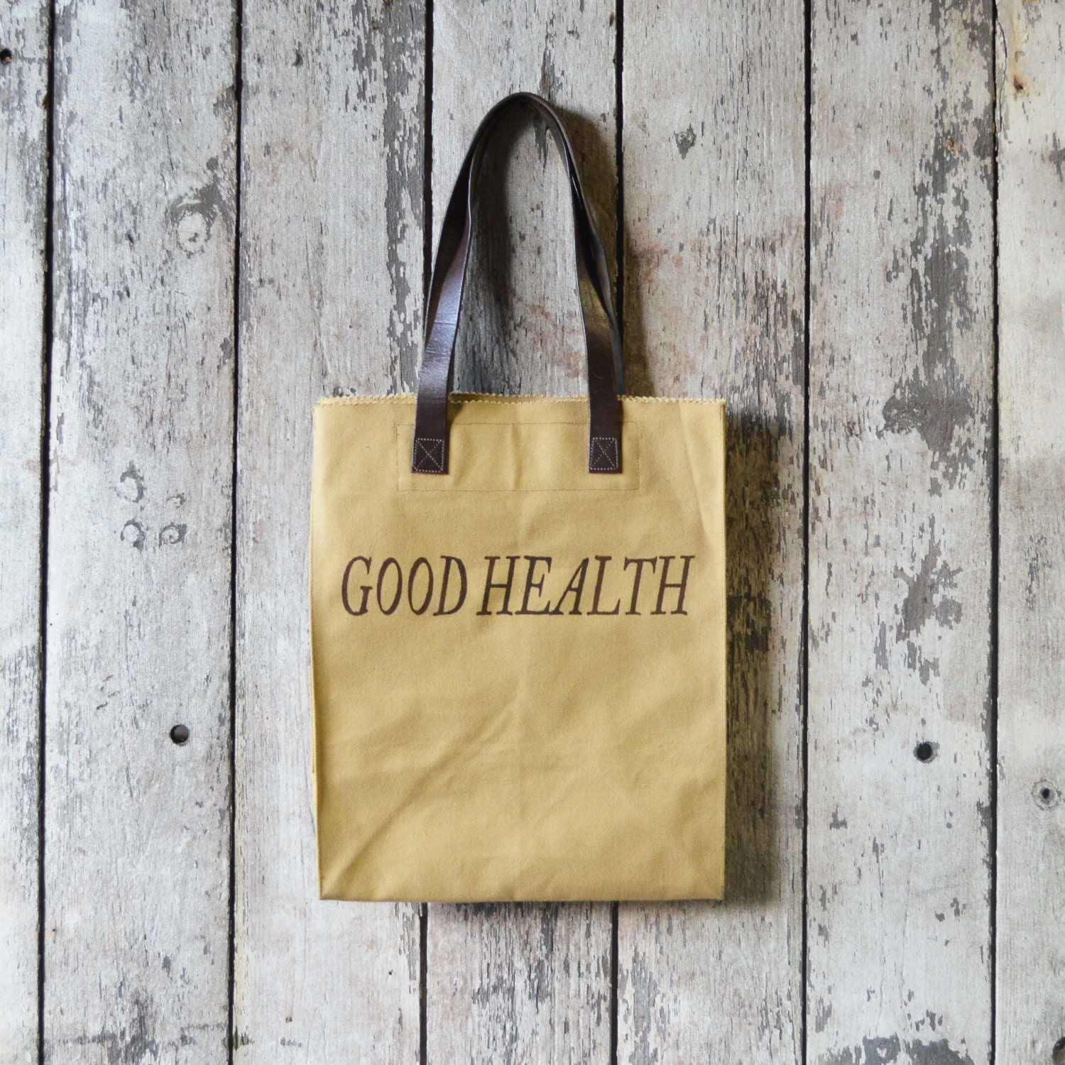 GOOD HEALTH Market Tote with WWII leather straps